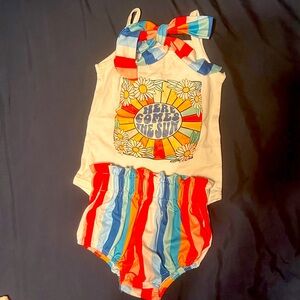 NWOT three piece baby girl summer set